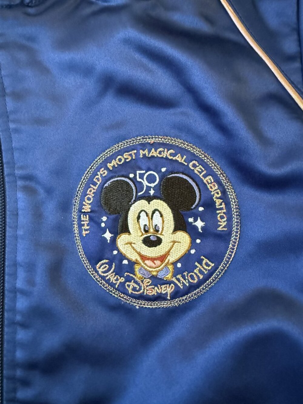Disney Parks 50th Anniversary Satin Bomber Jacket Castle Mickey Size M - Picture 2 of 12